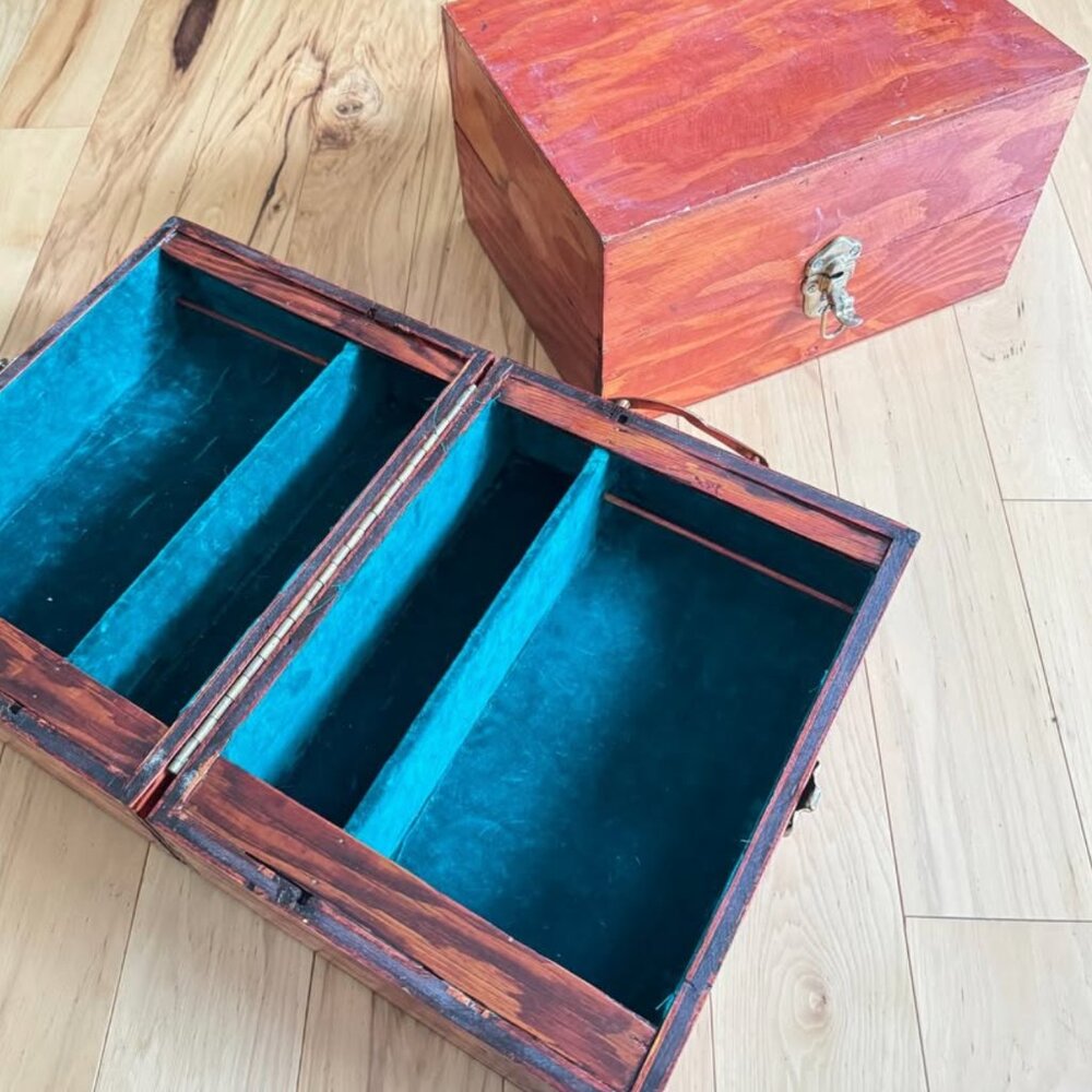 Vintage Solid Wood Storage Cases Boxes Bins Crates Tools Supplies Trunk
